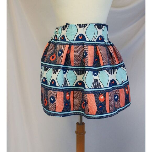 Colorful Abstract Pleated Mini Skirt - Picture 2 of 5